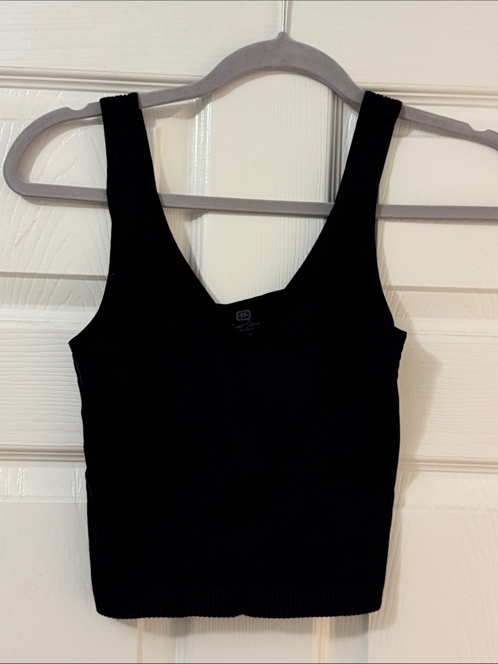 Quiet Storm Black Ribbed V-Neck Tank Top - Women